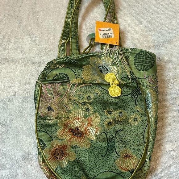 Handbags - Elegant Green Floral Shoulder Bag